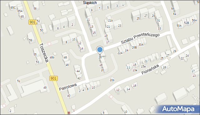 Gliwice, Sztabu Powstańczego, 16, mapa Gliwic