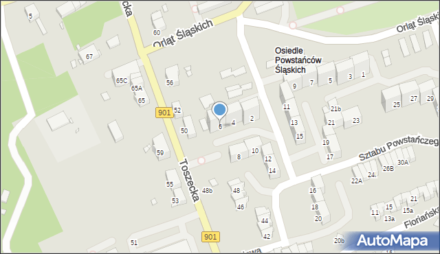 Gliwice, Sztabu Powstańczego, 6, mapa Gliwic
