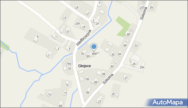 Głojsce, Szkolna, 80A, mapa Głojsce