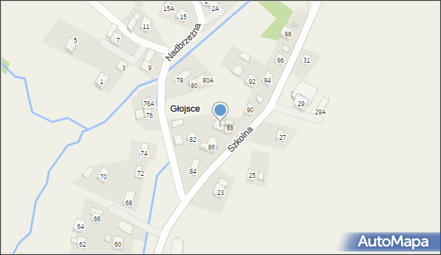 Głojsce, Szkolna, 88A, mapa Głojsce