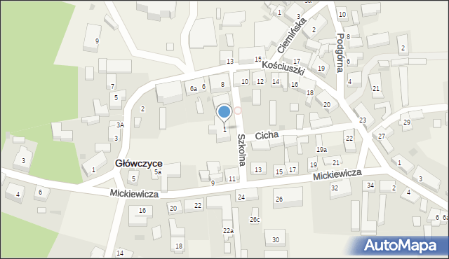 Główczyce, Szkolna, 1, mapa Główczyce