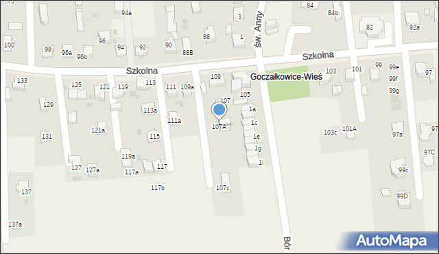 Goczałkowice-Zdrój, Szkolna, 107A, mapa Goczałkowice-Zdrój