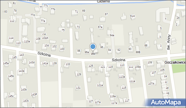 Goczałkowice-Zdrój, Szkolna, 96b, mapa Goczałkowice-Zdrój