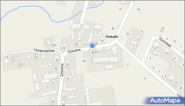 Gołuski, Szkolna, 30, mapa Gołuski