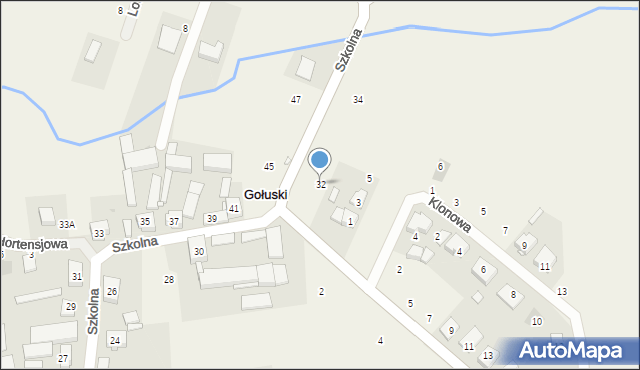 Gołuski, Szkolna, 32, mapa Gołuski