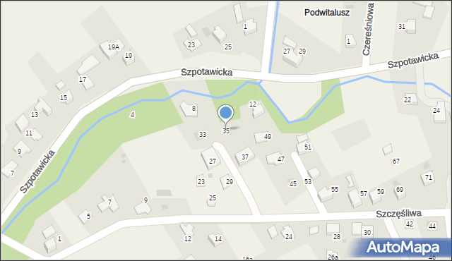 Górki Wielkie, Szczęśliwa, 35, mapa Górki Wielkie