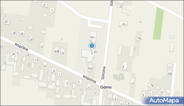 Górno, Szkolna, 1, mapa Górno