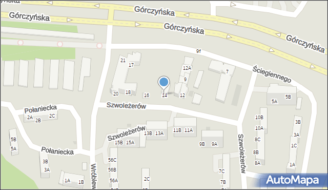 Gorzów Wielkopolski, Szwoleżerów, 14, mapa Gorzów Wielkopolski