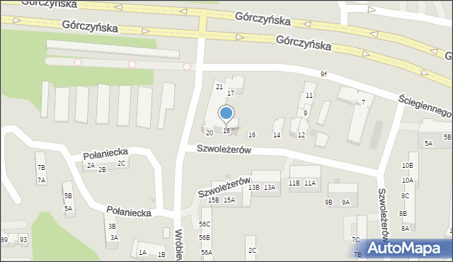Gorzów Wielkopolski, Szwoleżerów, 18, mapa Gorzów Wielkopolski