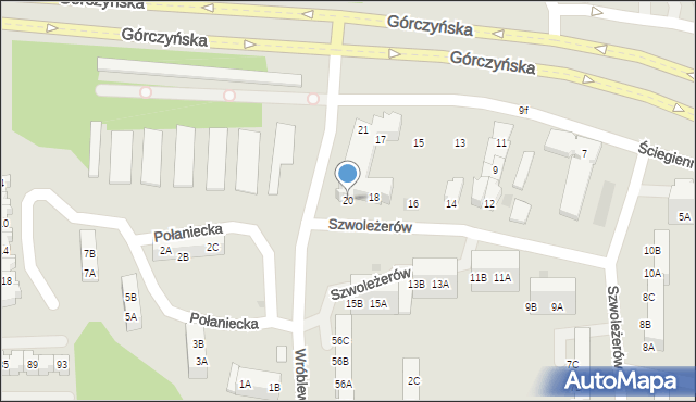 Gorzów Wielkopolski, Szwoleżerów, 20, mapa Gorzów Wielkopolski