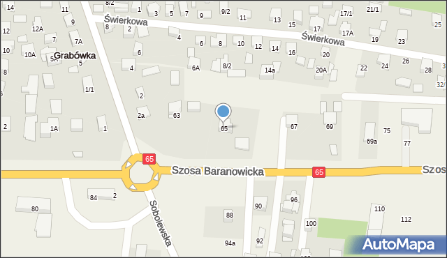 Grabówka, Szosa Baranowicka, 65, mapa Grabówka
