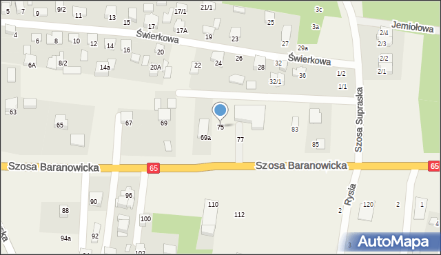 Grabówka, Szosa Baranowicka, 75, mapa Grabówka