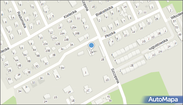 Grodzisk Mazowiecki, Szczęsna, 1A, mapa Grodzisk Mazowiecki