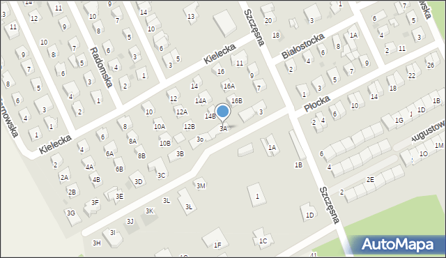 Grodzisk Mazowiecki, Szczęsna, 3A, mapa Grodzisk Mazowiecki