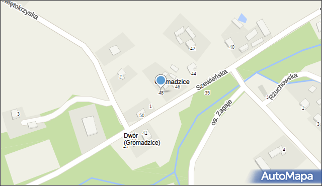 Gromadzice, Szewieńska, 48, mapa Gromadzice