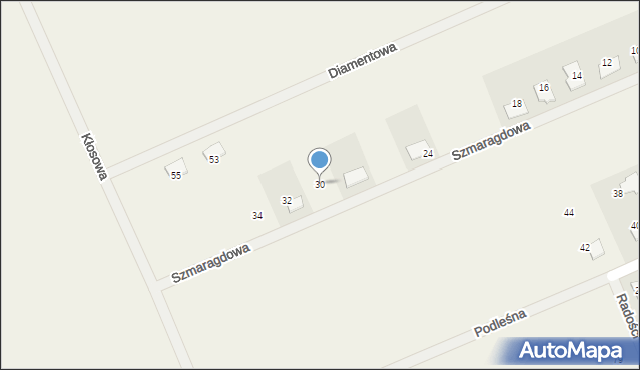 Grzędzice, Szmaragdowa, 30, mapa Grzędzice