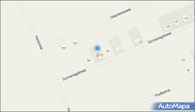 Grzędzice, Szmaragdowa, 32, mapa Grzędzice