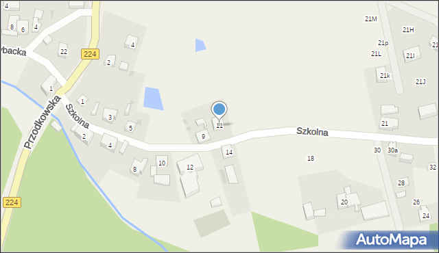 Grzybno, Szkolna, 11, mapa Grzybno