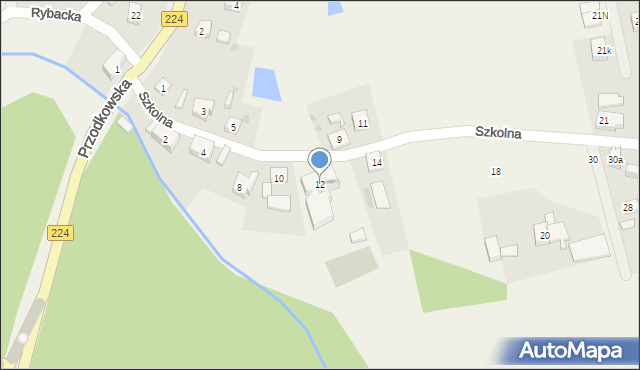 Grzybno, Szkolna, 12, mapa Grzybno