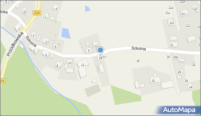 Grzybno, Szkolna, 14, mapa Grzybno