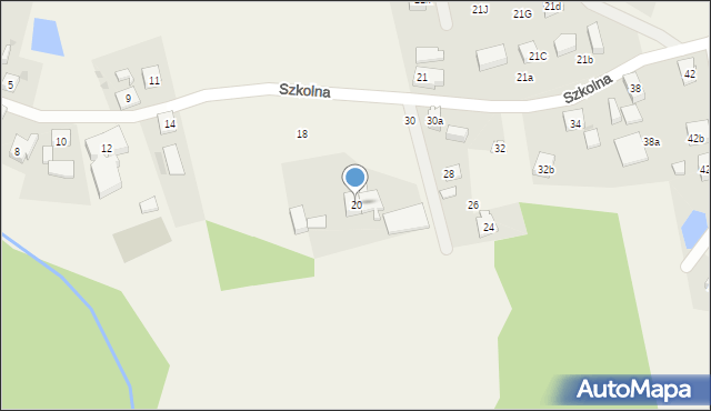 Grzybno, Szkolna, 20, mapa Grzybno