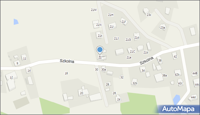 Grzybno, Szkolna, 21, mapa Grzybno