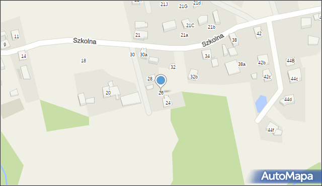 Grzybno, Szkolna, 26, mapa Grzybno