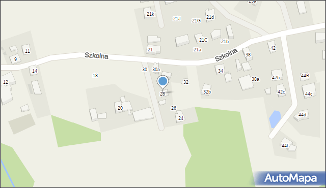 Grzybno, Szkolna, 28, mapa Grzybno