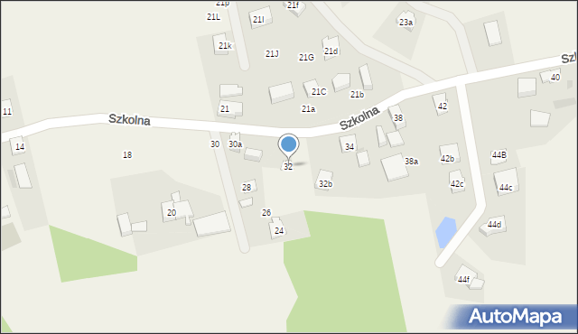 Grzybno, Szkolna, 32, mapa Grzybno