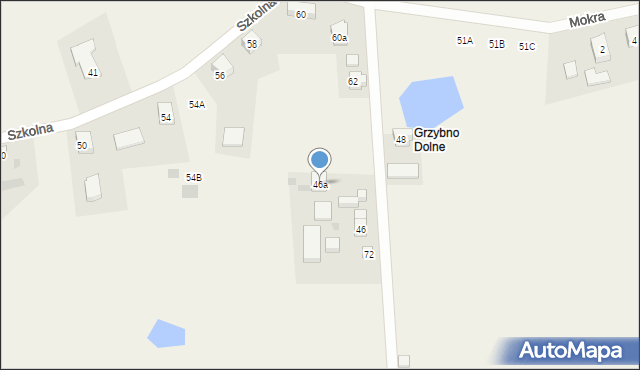 Grzybno, Szkolna, 46a, mapa Grzybno