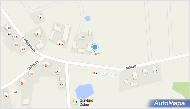 Grzybno, Szkolna, 49a, mapa Grzybno