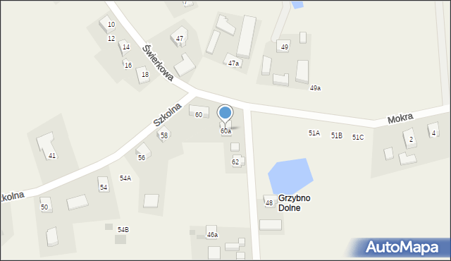 Grzybno, Szkolna, 60a, mapa Grzybno