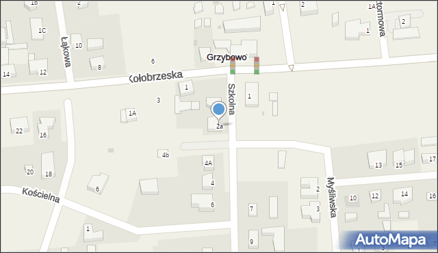 Grzybowo, Szkolna, 2a, mapa Grzybowo