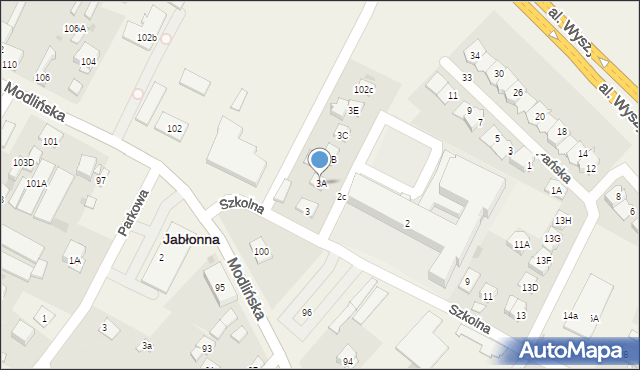 Jabłonna, Szkolna, 3A, mapa Jabłonna