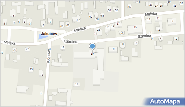 Jakubów, Szkolna, 10, mapa Jakubów