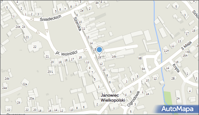 Janowiec Wielkopolski, Szeroka, 14, mapa Janowiec Wielkopolski