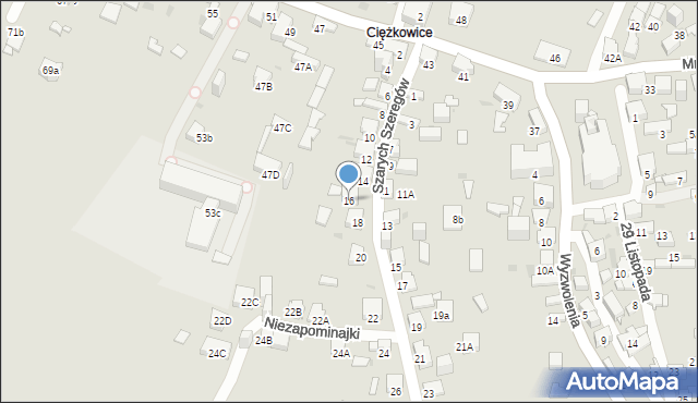 Jaworzno, Szarych Szeregów, 16, mapa Jaworzno