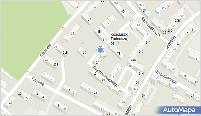 Jaworzno, Szymanowskiego Karola, 9B, mapa Jaworzno