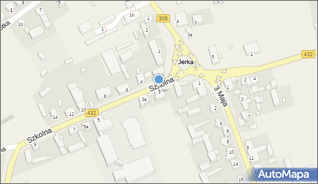 Jerka, Szkolna, 3, mapa Jerka