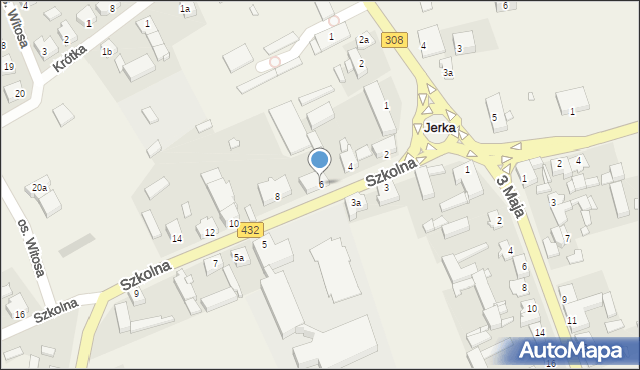 Jerka, Szkolna, 6, mapa Jerka