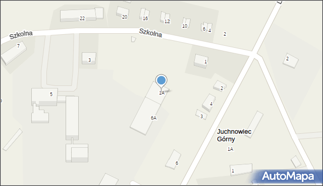 Juchnowiec Górny, Szkolna, 1A, mapa Juchnowiec Górny