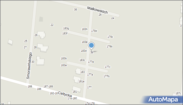 Kalisz, Szarych Szeregów, 34, mapa Kalisza