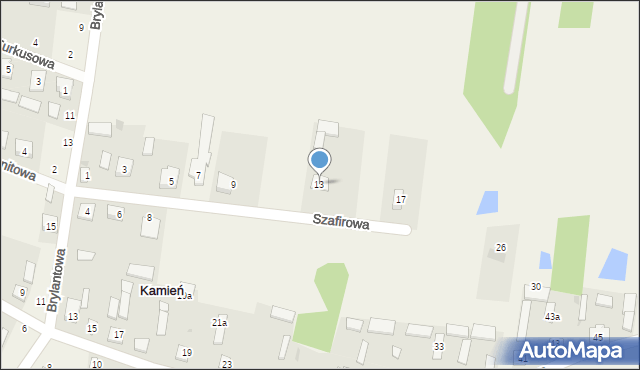 Kamień, Szafirowa, 13, mapa Kamień