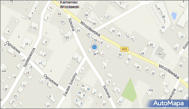 Kamieniec Wrocławski, Szkolna, 1a, mapa Kamieniec Wrocławski