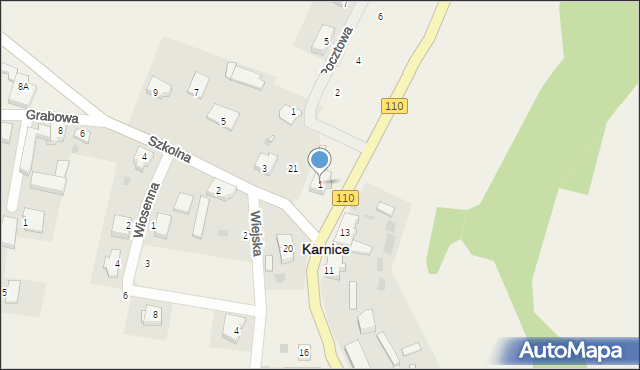 Karnice, Szkolna, 1, mapa Karnice