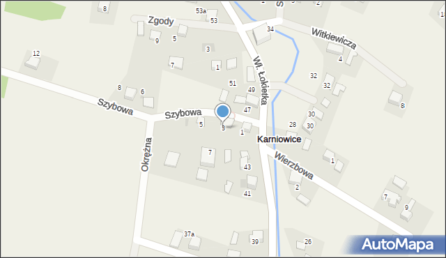 Karniowice, Szybowa, 3, mapa Karniowice