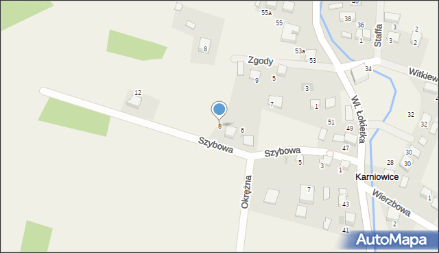 Karniowice, Szybowa, 8, mapa Karniowice