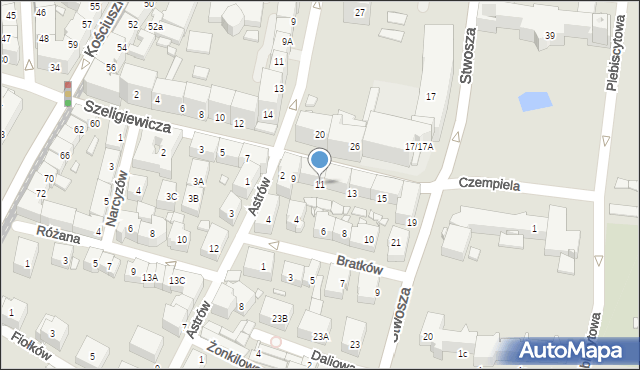 Katowice, Szeligiewicza Marcina, 11, mapa Katowic