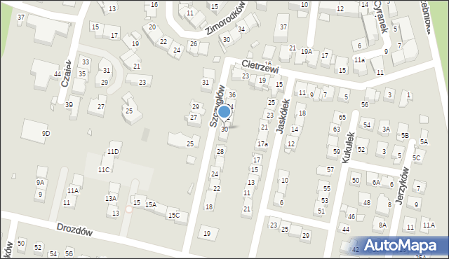 Katowice, Szczygłów, 30, mapa Katowic