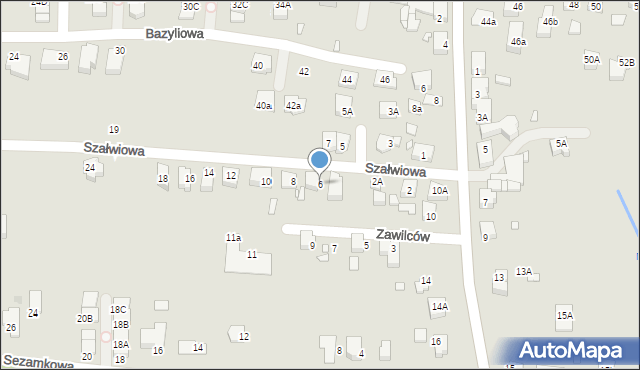 Katowice, Szałwiowa, 6, mapa Katowic